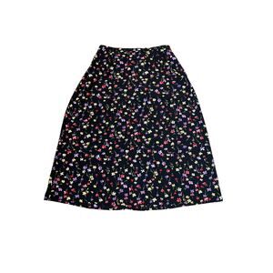 N Touch Floral Midi Skirt black floral Sz 14 a slip line circle